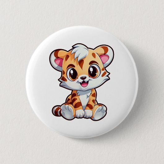Cartoon Tigerbild Button (Vorderseite)