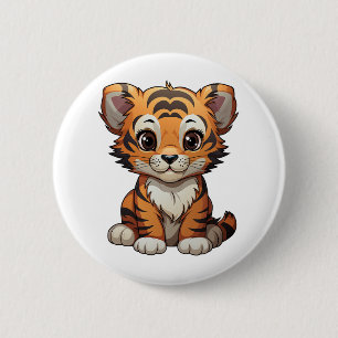 Cartoon Tigerbild Button