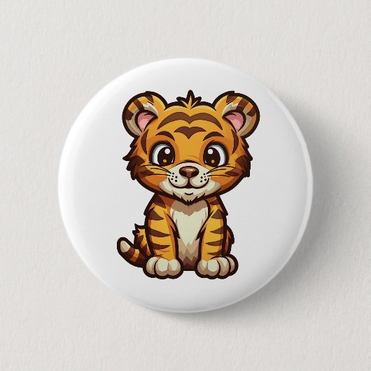 Cartoon Tigerbild Button (Vorderseite)
