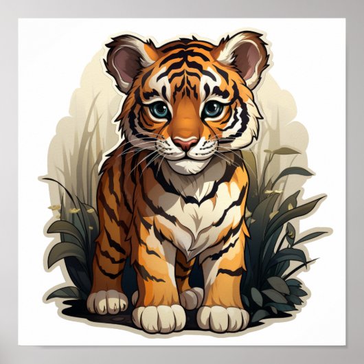 Cartoon Tigerbild Poster (Vorne)