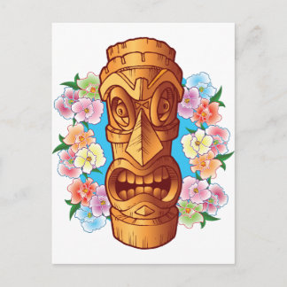 Cartoon Tiki Statue Postkarte