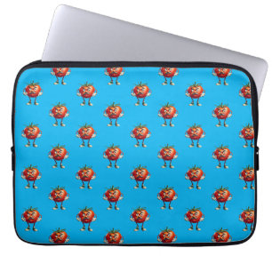 Cartoon Tomato mit Mustache und Waffen Laptopschutzhülle