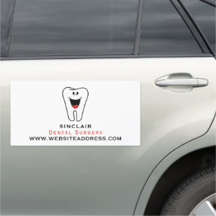Cartoon Tooth Logo, Zahntechnik, Zahnarzt Auto Magnet