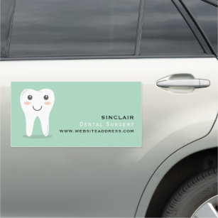 Cartoon Tooth Logo, Zahntechnik, Zahnarzt Auto Magnet