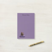 Cartoon Tortoiseshell Kitten auf Lila Polster Post-it Klebezettel (Auf Schreibtisch)