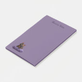 Cartoon Tortoiseshell Kitten auf Lila Polster Post-it Klebezettel (angewinkelt)