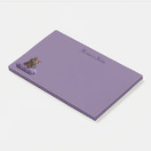 Cartoon Tortoiseshell Kitten auf Lila Polster Post-it Klebezettel (angewinkelt)