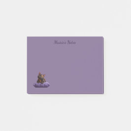 Cartoon Tortoiseshell Kitten auf Lila Polster Post-it Klebezettel
