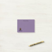 Cartoon Tortoiseshell Kitten auf Lila Polster Post-it Klebezettel (Auf Schreibtisch)