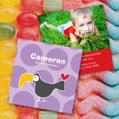 Cartoon Toucan Bird Kid Profile Foto Calling Card Quadratische Visitenkarte