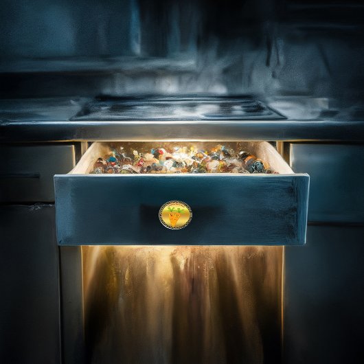 Cartoon trägt große Augen und ein Lächeln zum Gehe Keramikknauf