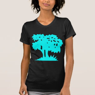 Cartoon Tree - Cyan T-Shirt