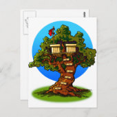 Cartoon Treehouse Postkarte (Vorne/Hinten)
