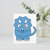 Cartoon Triceratops (blau) Postkarte (Stehend Vorderseite)