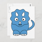 Cartoon Triceratops (blau) Postkarte (Vorne/Hinten)