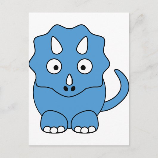 Cartoon Triceratops (blau) Postkarte (Vorderseite)