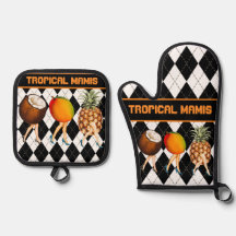 Cartoon Tropical ObstLadys auf schwarz und weiß