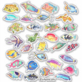 Cartoon Tropical Reef Fisch 2 Aquarell Aufkleber (Vorderseite)