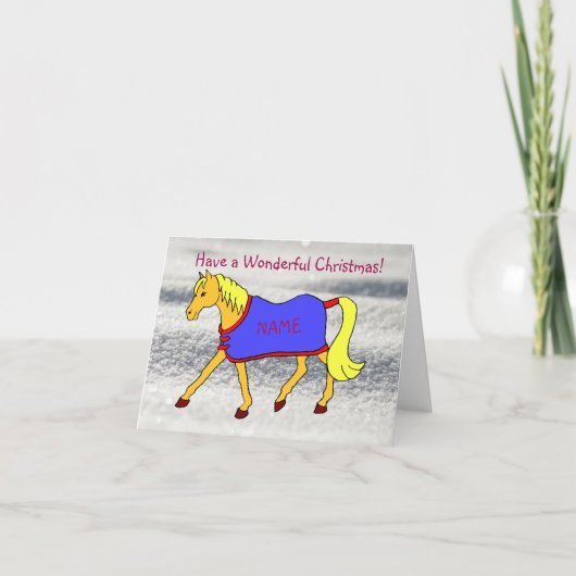 Cartoon Trotting Pony zu Weihnachten Karte (Vorderseite)