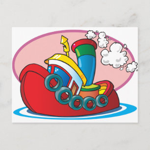 Cartoon Tugboat Postkarte