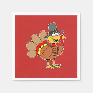 Cartoon Türkei Pilgrim Hat Erntedank Serviette