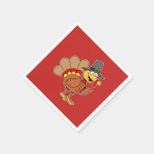 Cartoon Türkei Pilgrim Hat Erntedank Serviette (Ecke)