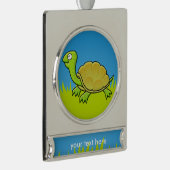 Cartoon Turtle Banner-Ornament Silber (Rechts)