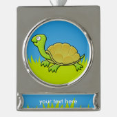 Cartoon Turtle Banner-Ornament Silber (Vorderseite)