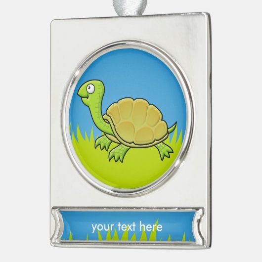 Cartoon Turtle Banner-Ornament Silber (Links)