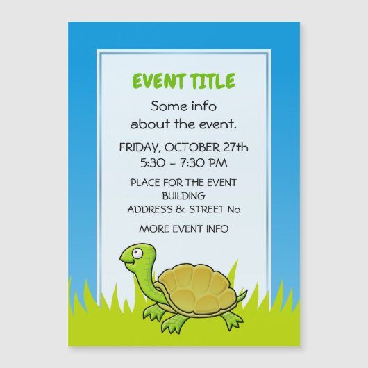 Cartoon Turtle Magnetkarte (Vorderseite)