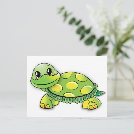 CARTOON TURTLE POSTCARD POSTKARTE (Stehend Vorderseite)