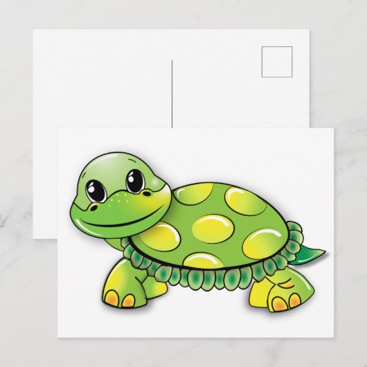 CARTOON TURTLE POSTCARD POSTKARTE (Vorne/Hinten)