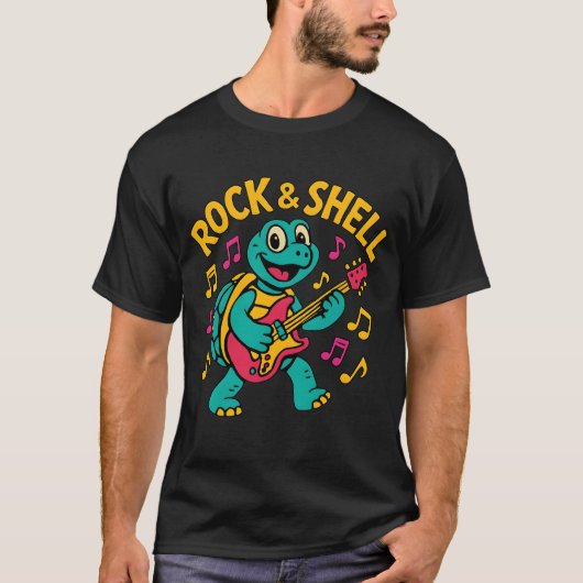 Cartoon Turtle Rock Music T-Shirt (Vorderseite)