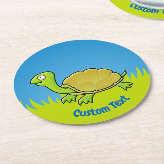 Cartoon Turtle Round Paper Untersetzer (Angewinkelt)