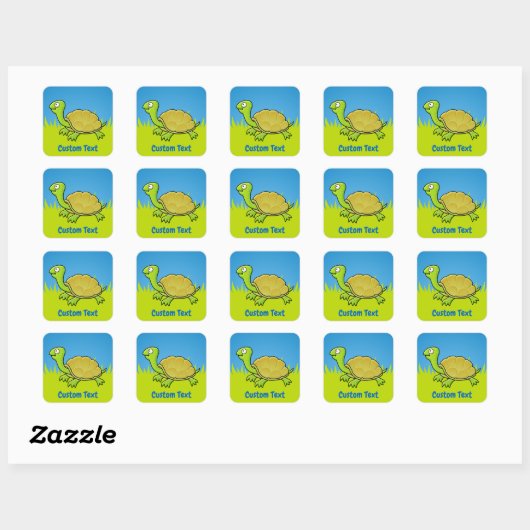 Cartoon Turtle Square Sticker (Blatt)