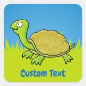 Cartoon Turtle Square Sticker (Vorderseite)