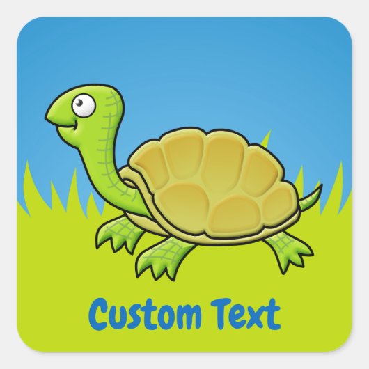 Cartoon Turtle Square Sticker (Vorderseite)