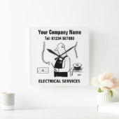 Cartoon-Uhr für Elektrodienstleistungen Quadratische Wanduhr (Zuhause)