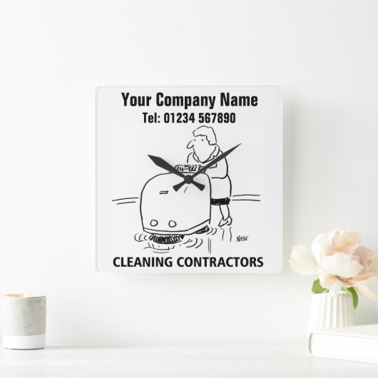Cartoon-Uhr für Reinigungsdienste Quadratische Wanduhr (Zuhause)