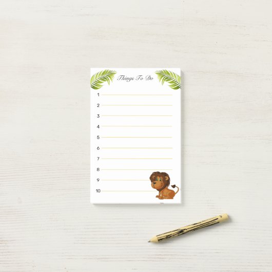 Cartoon und Blätter aus Palmen Post-it Klebezettel (Auf Schreibtisch)