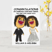 Cartoon und Braut Herzlichen Glückwunsch Karte (Gelbe Blume)