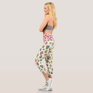 Cartoon und Leoparden Capri Leggings