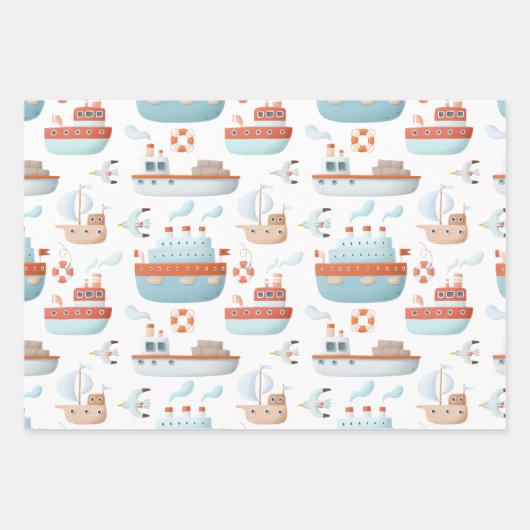 Cartoon und Vögel auf der White Decoupage Geschenkpapier Set (Vorderseite)