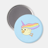 Cartoon Unicorn Chicken Round Magnet (Vorderseite/Rückseite)
