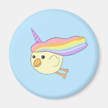 Cartoon Unicorn Chicken Round Magnet