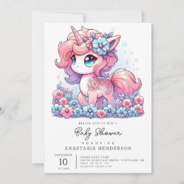 Cartoon Unicorn Kinderdusche Einladung