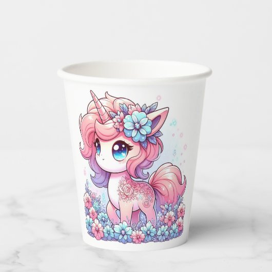 Cartoon Unicorn Kinderdusche Pappbecher (Vorderseite)