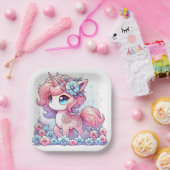Cartoon Unicorn Kinderdusche Pappteller (Party)