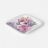 Cartoon Unicorn Kinderdusche Pappteller (Gewinkelt)