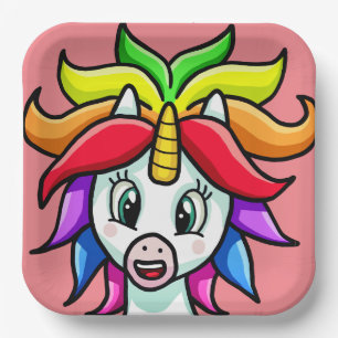 Cartoon Unicorn Pappteller